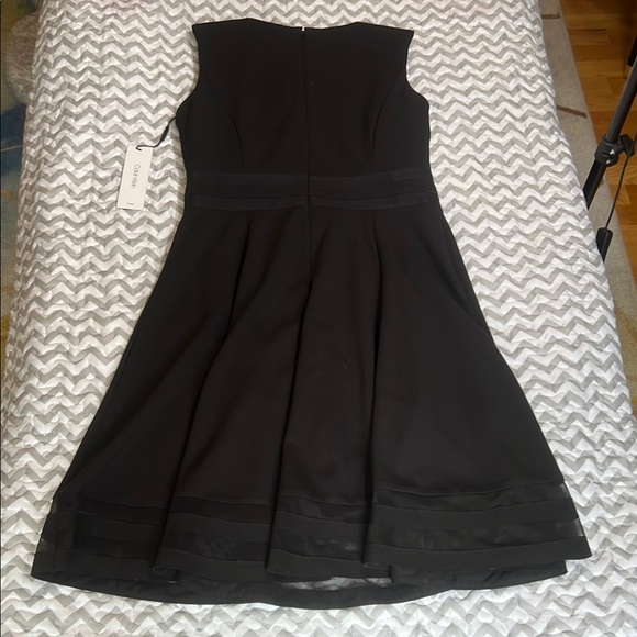 NWT Calvin Klein Black Sleeveless Cocktail Dress Mesh Stripes - Picture 13 of 14